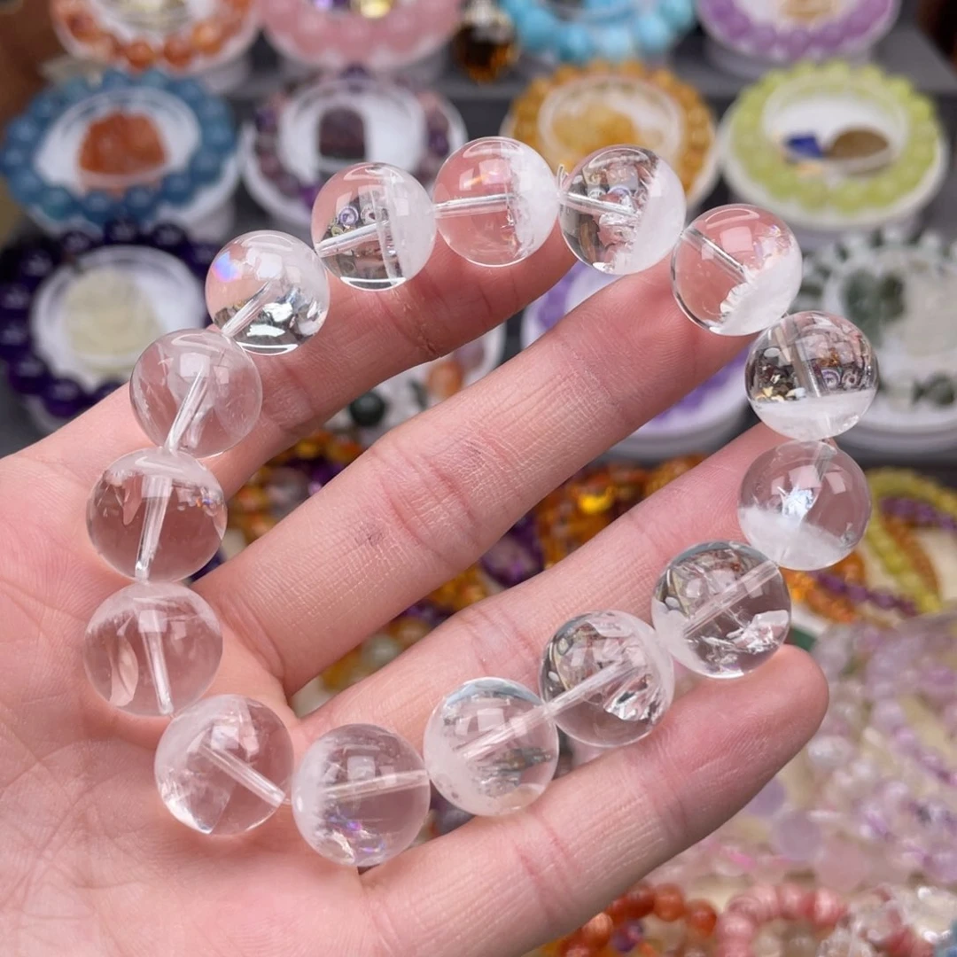 水晶手链未镶嵌七彩光聚宝盆14mm➕