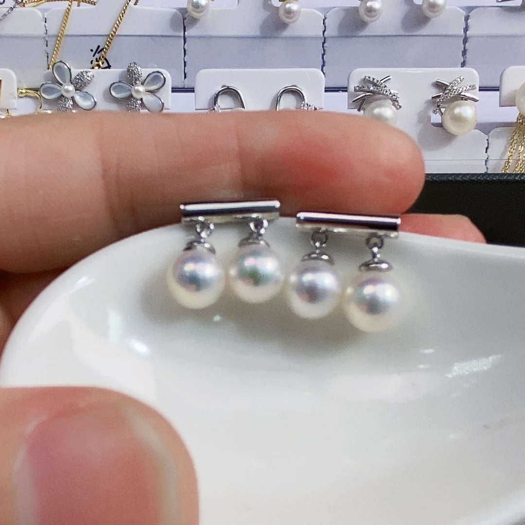 银S925镶嵌特价新品设计款耳饰淡水珍珠