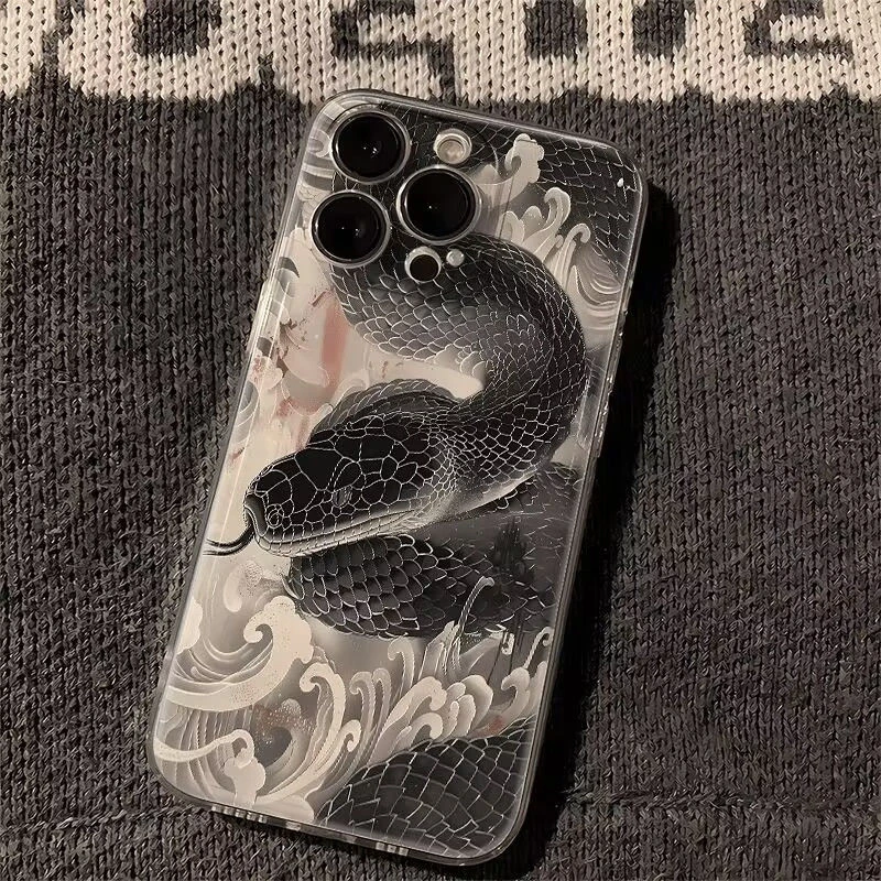 好运黑蛇适用于苹果16/15/14/13promax壳12/11/XR软壳X/7p/8p