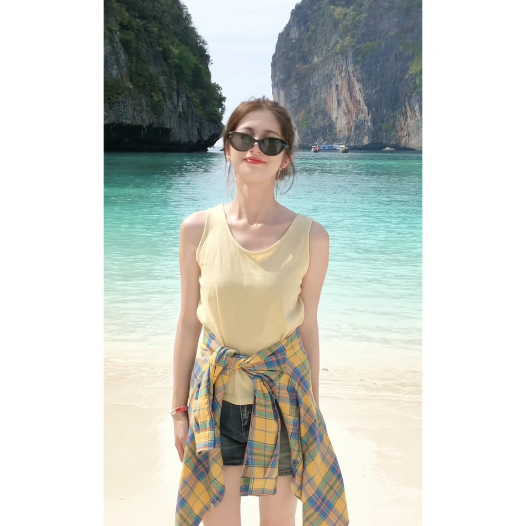 欧货2025春夏新款简约休闲百搭纯色锁骨领无袖外穿女背心打底上衣