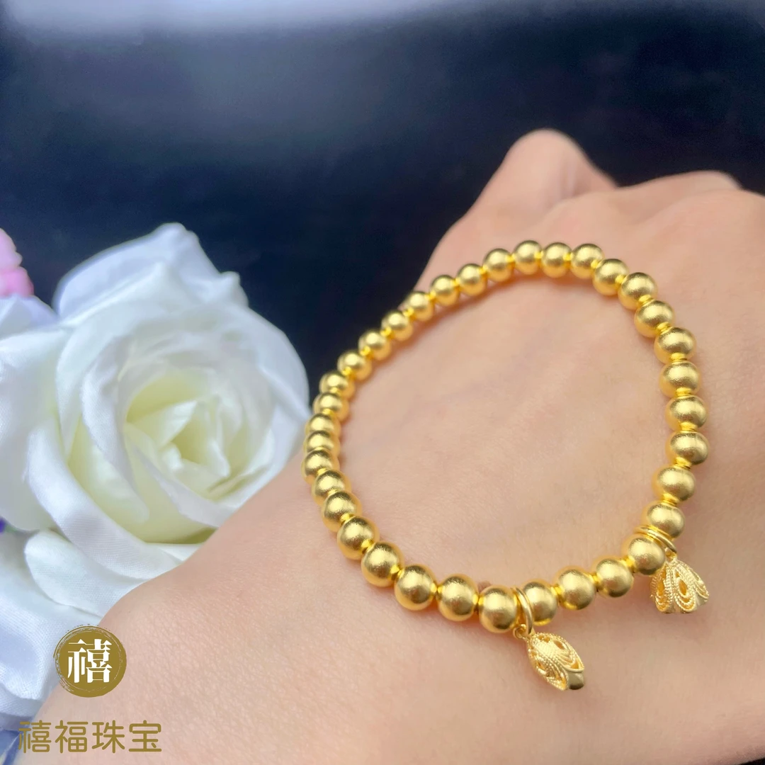 足银手链 两世欢金珠时尚经典女士生日礼物