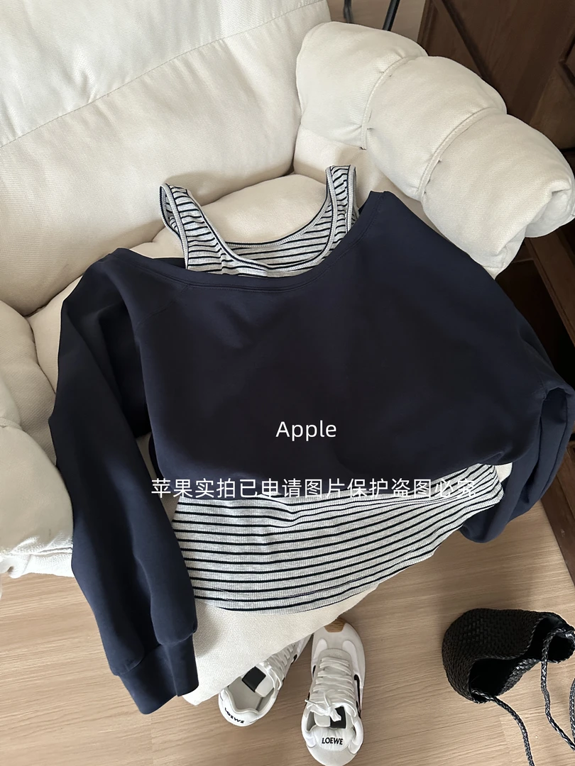 〖苹果推荐〗春季新款韩版时尚休闲气质卫衣假两件卫衣