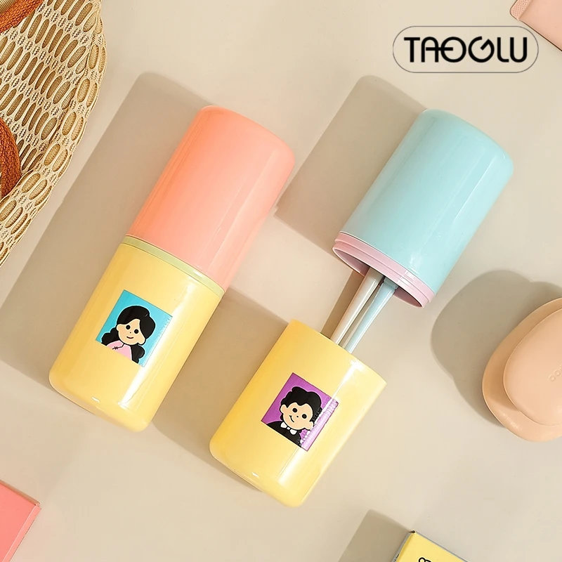 TAOGLU新款旅行漱口杯卡通情侣牙缸杯子牙刷牙膏收纳杯便携式牙具