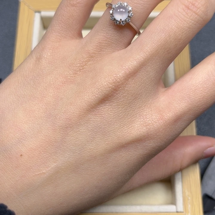 翡翠戒指银S925镶嵌蛋面戒指