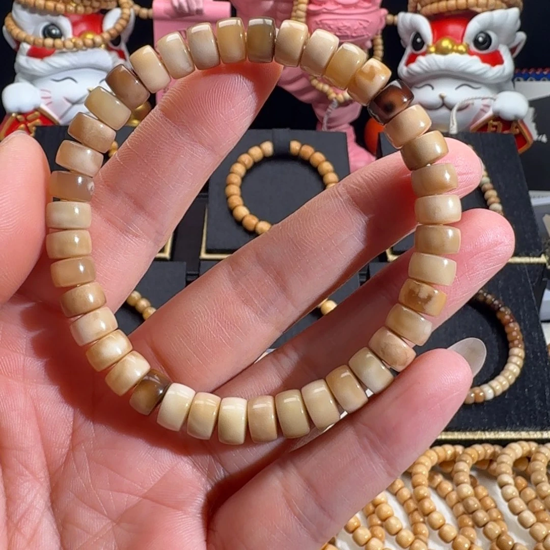 菻***蔍手串龙脊菩提瑕疵药片半玉化不退不换