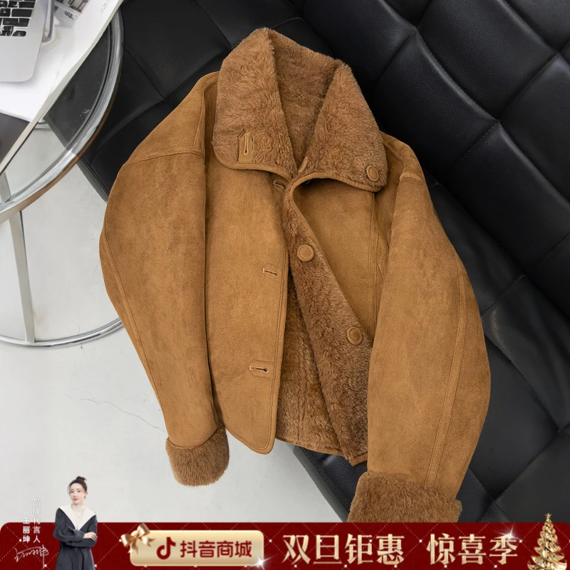 丝柏舍2025秋装新款女装宽松款短款单排扣长袖翻领外套S53B3546A