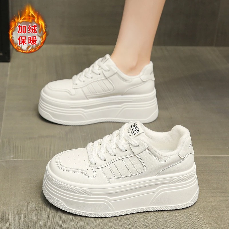 6CM增高小白鞋女松糕厚底板鞋新款小个子学院风风显高百搭休闲鞋