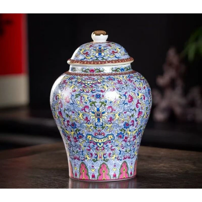 珐琅彩将军罐浅兰