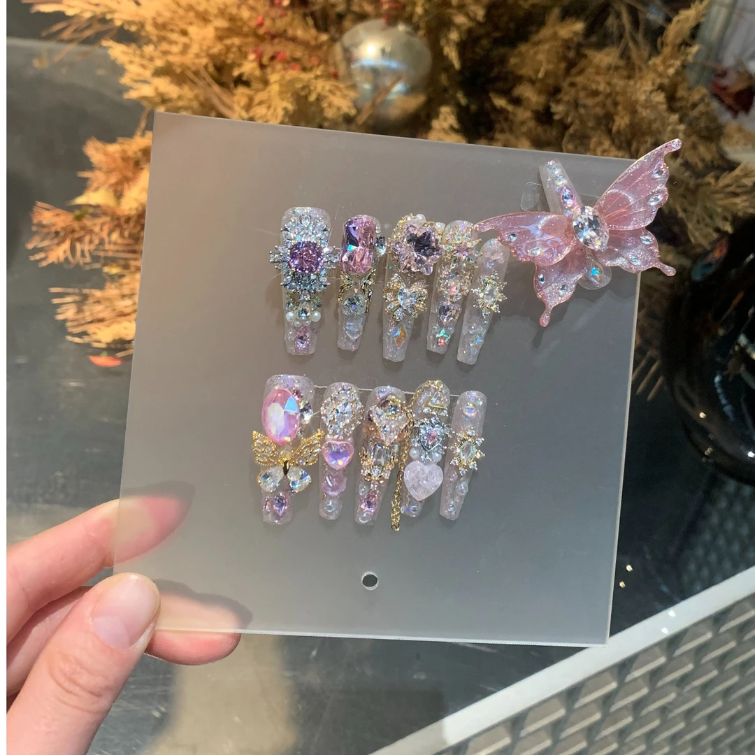 【粉蝴蝶】小七掐丝蝴蝶气质手工穿戴甲真可拆卸反复用美甲