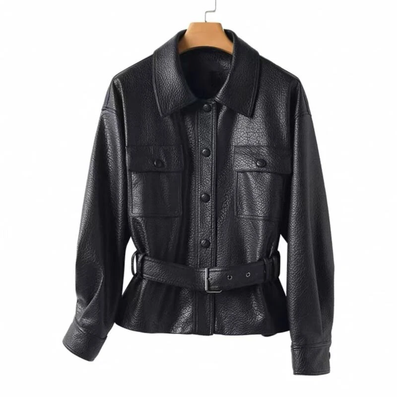 【CENFUN】183*2025新款棕色皮衣时尚长外套A03162