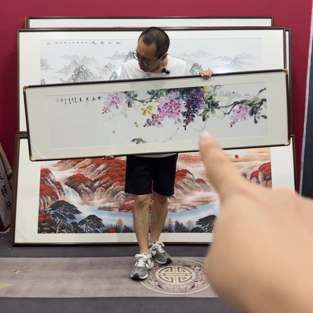 国画手绘作品带框160/45