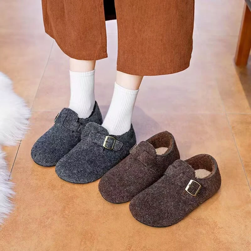 【高品质3】2025冬季新款时尚百搭学生女士厚底加绒保暖棉鞋勃肯鞋