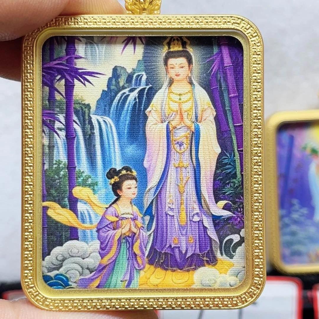 吊坠手绘唐卡观老师钛钢噶乌盒随身佩戴