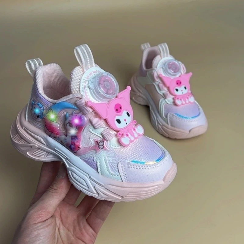 运动发光鞋春秋季新款跑步童鞋小女孩学生鞋女童单鞋子老爹鞋灯鞋