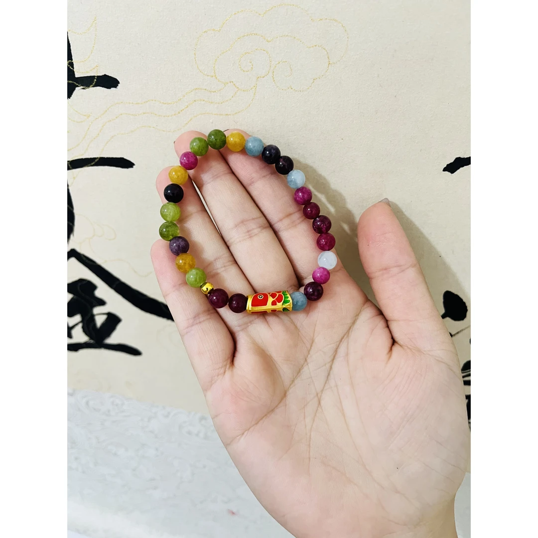 BX0911 精品高端文玩 女款设计感复古国风锦鲤碧玺手串（无礼盒）