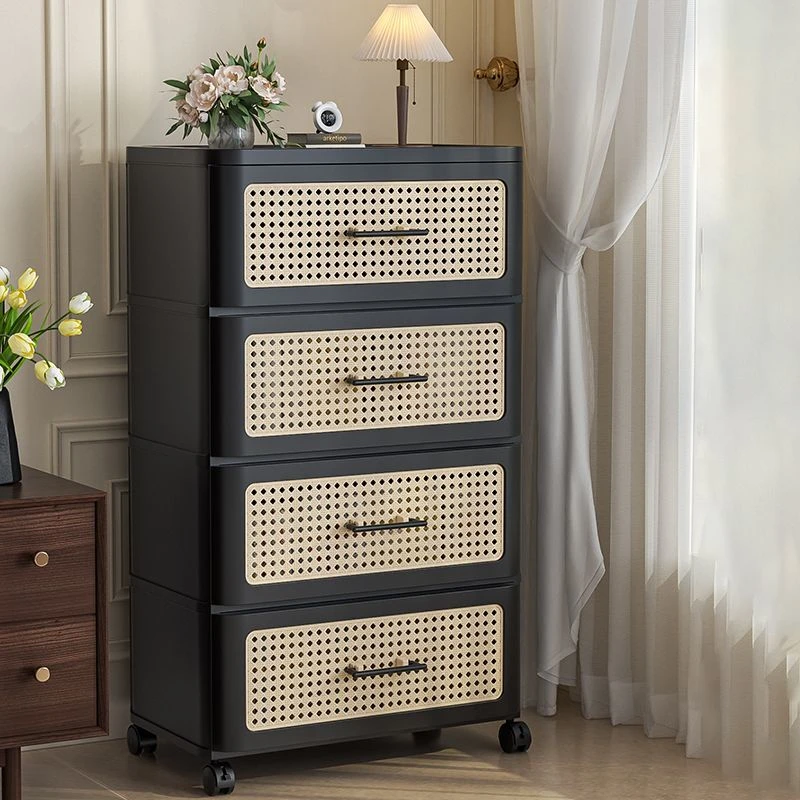 抽屉式收纳柜免安装客厅零食柜卧室落地式带轮床头柜可移动收纳箱