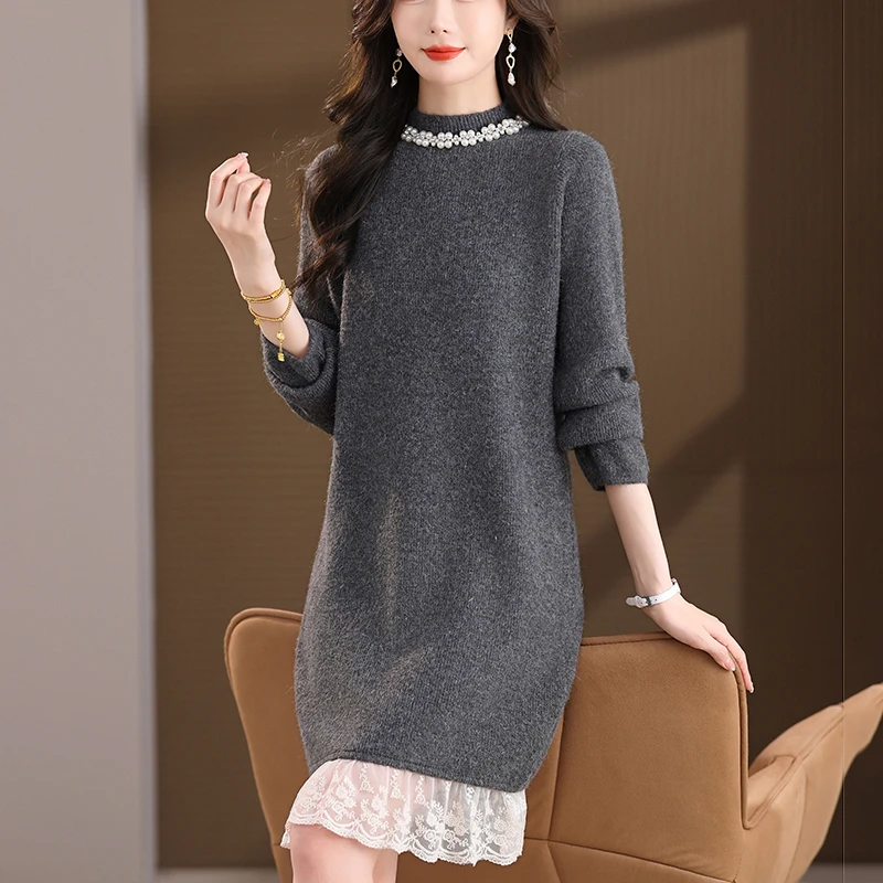 连衣裙2025新款今年流行爆款裙子冬季中长款气质高级感毛衣裙显瘦