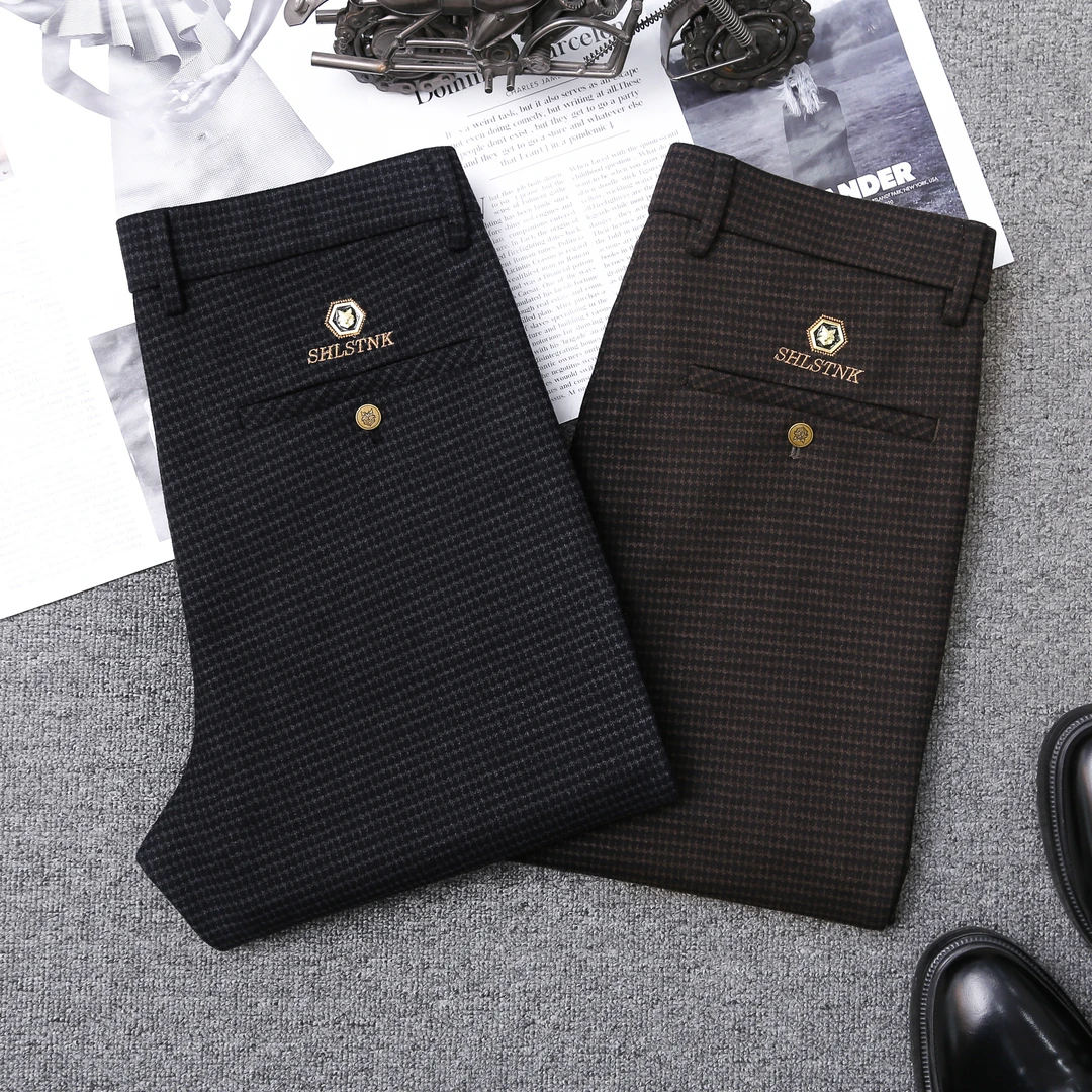 <3488-针织磨毛面面料>男冬季保暖弹力直筒高腰零下二十度可以穿