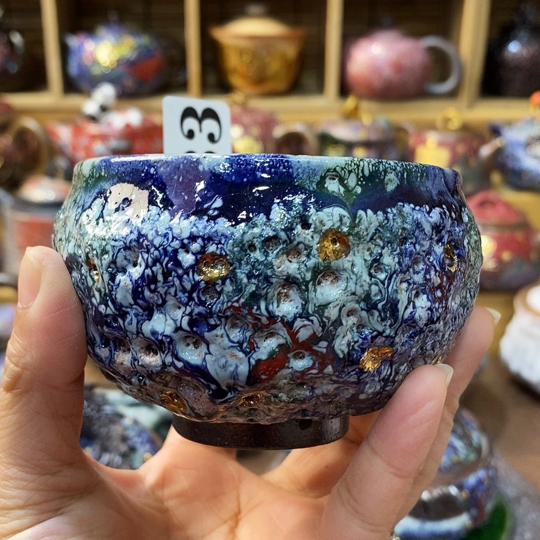 化***君粗陶柴烧志野茶器