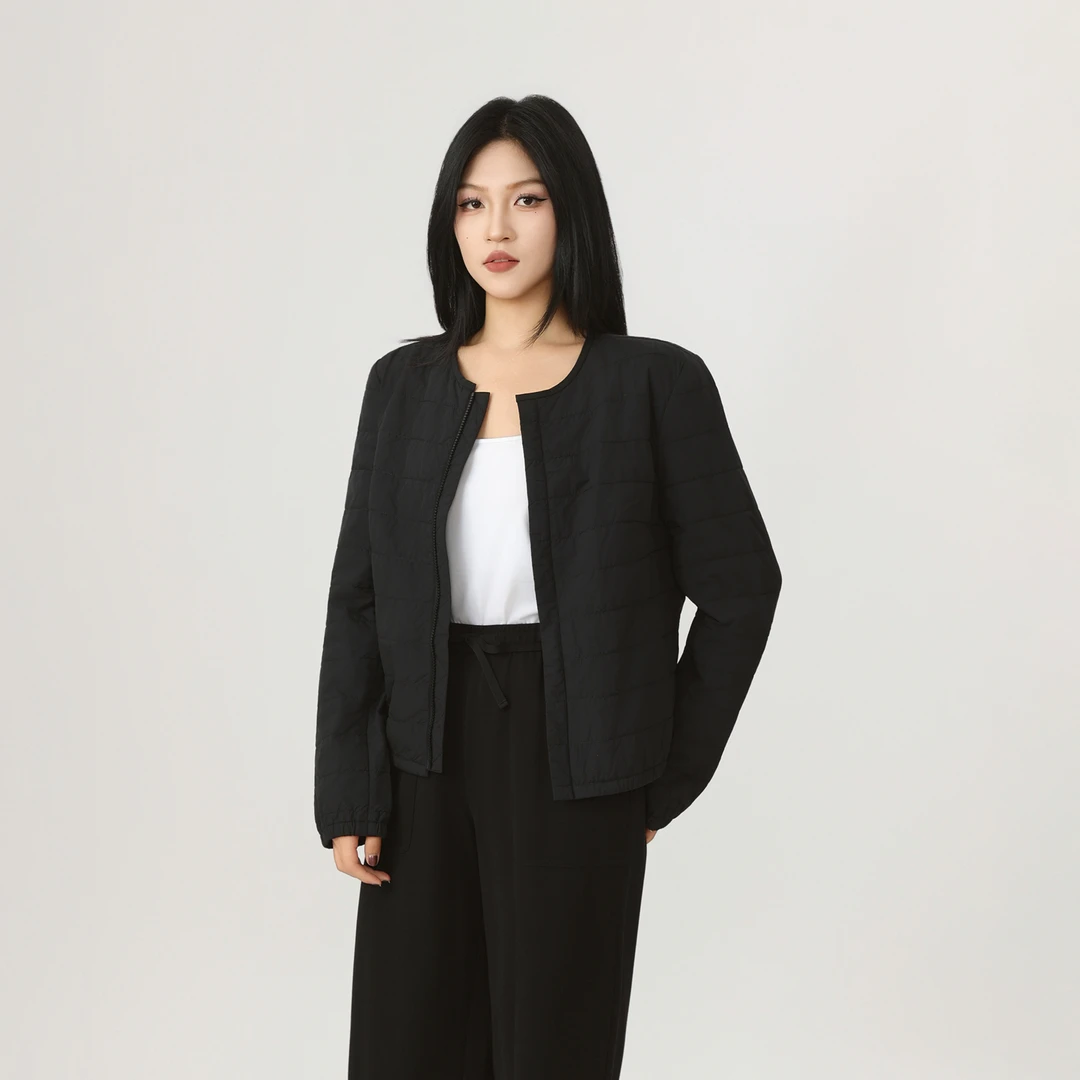 阿玛施早秋上新黑色舒适保暖百搭慵懒风秋冬棉服服饰外套女540048