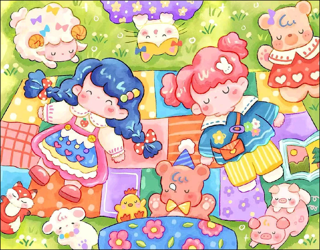 新疆长绒棉*春日小憩65*80大格十字绣(精准印花)