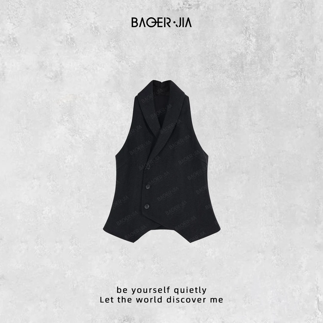 9-宝儿家含幂BJ66825101早春新款穿搭英伦风翻驳领修身西装马甲