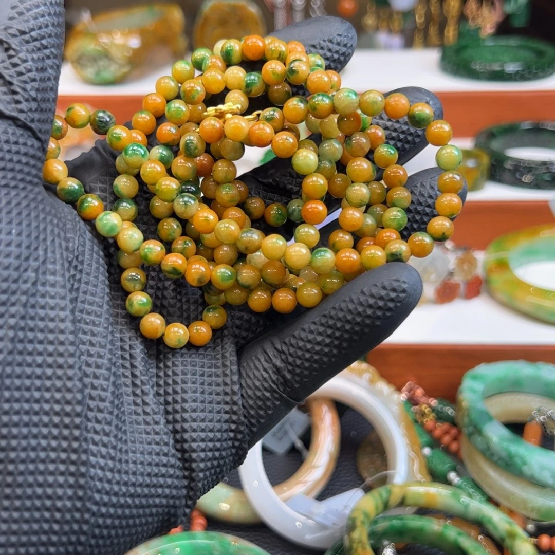 老***童翡翠未镶嵌颈饰翡翠项链珠串