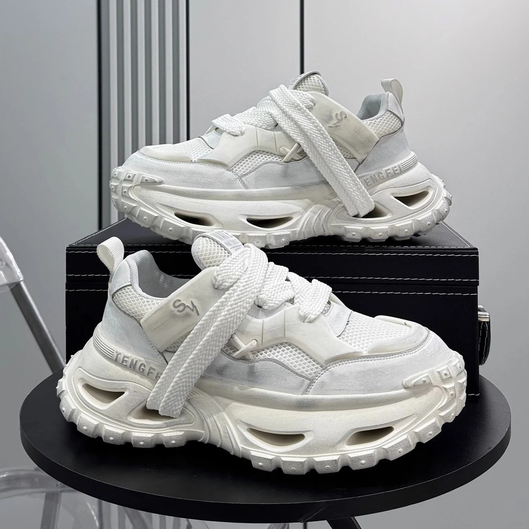 okkdey透气防滑老爹鞋男厚底百搭运动鞋秋季网面透气增高鞋子