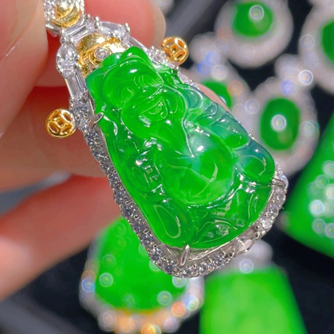翡翠吊坠(不含链)银S925镶嵌