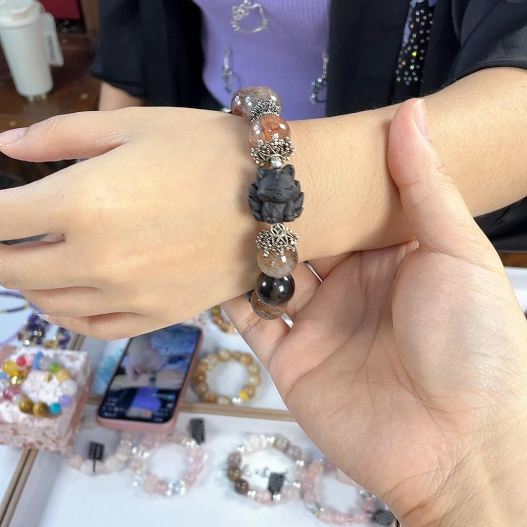 水晶手链银S925镀金镶嵌