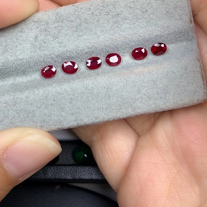 红宝石裸石6粒鸽血红红宝石