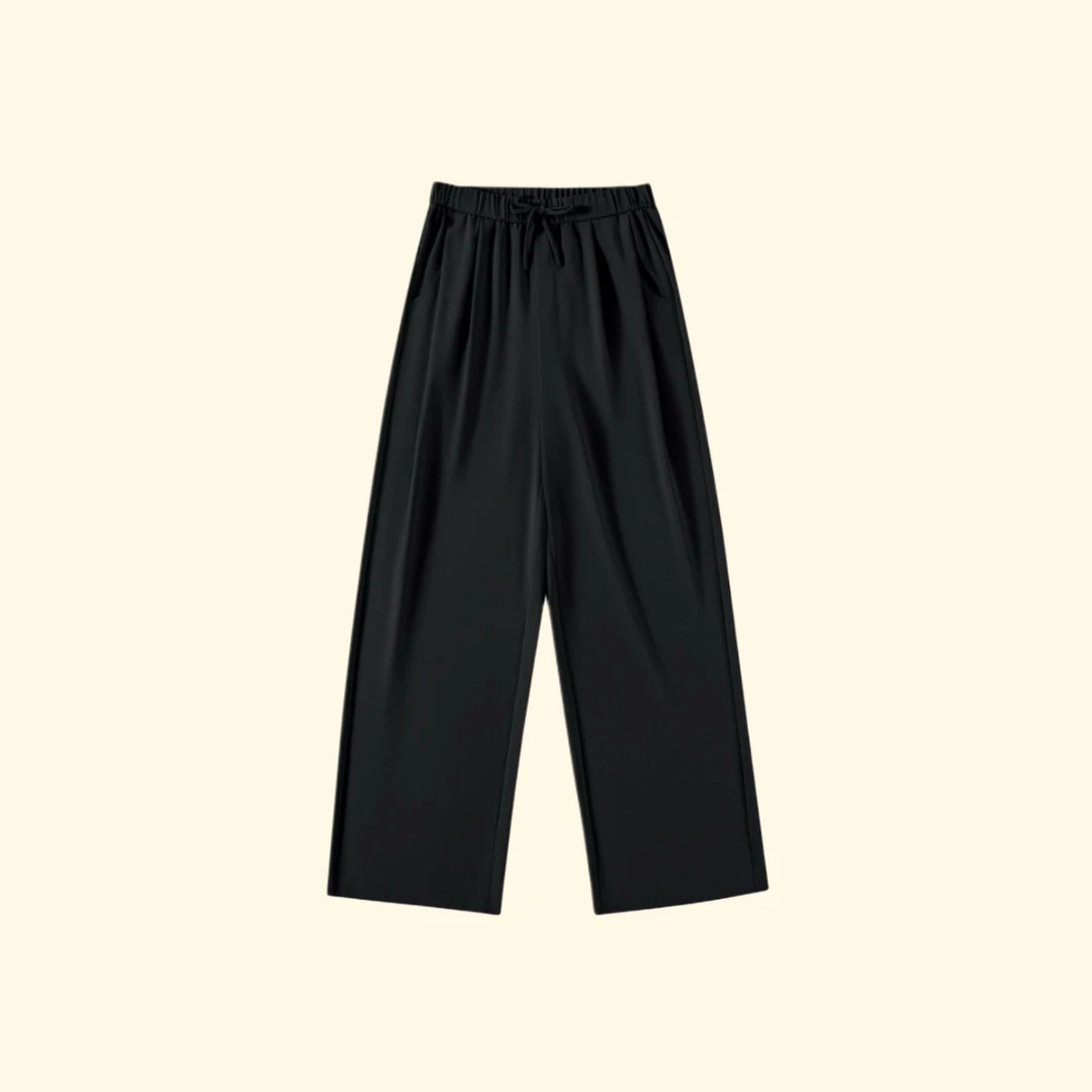 【岳姐姐】新款抽绳天丝亚麻阔腿裤女高腰简约时尚气质纯色百搭女裤