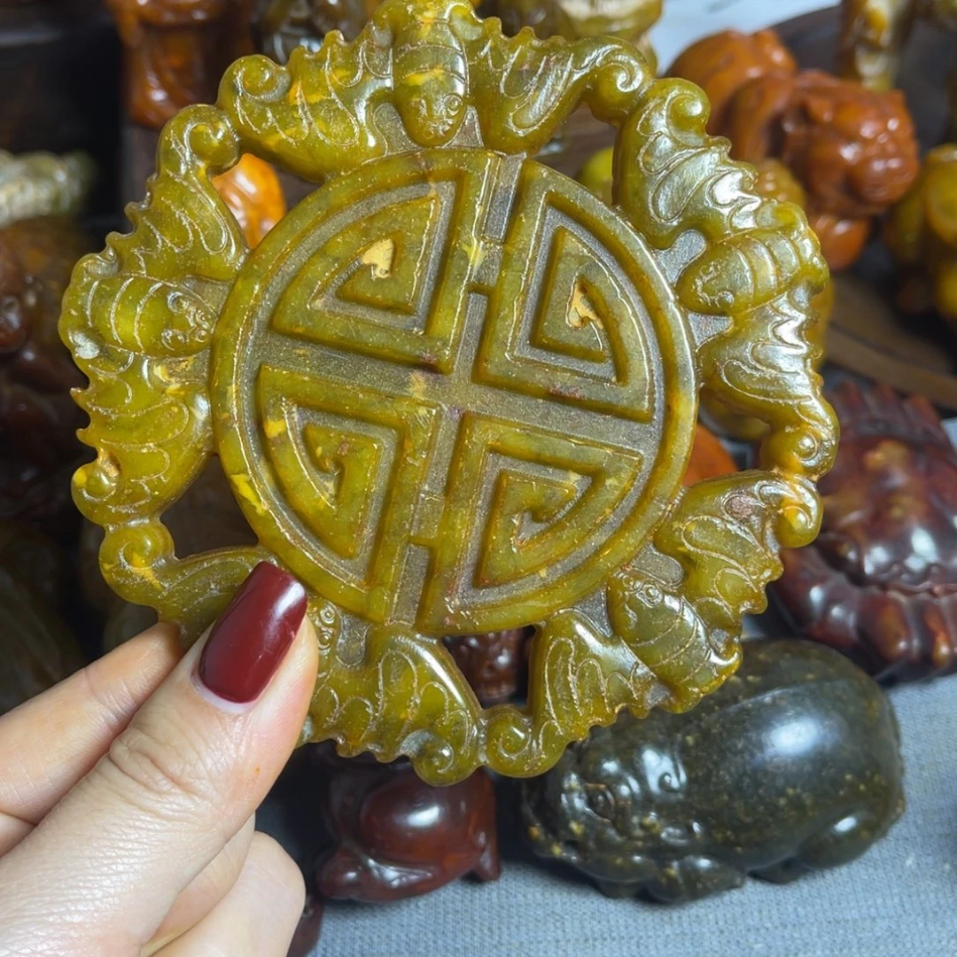 蛇纹石玉合金颈饰