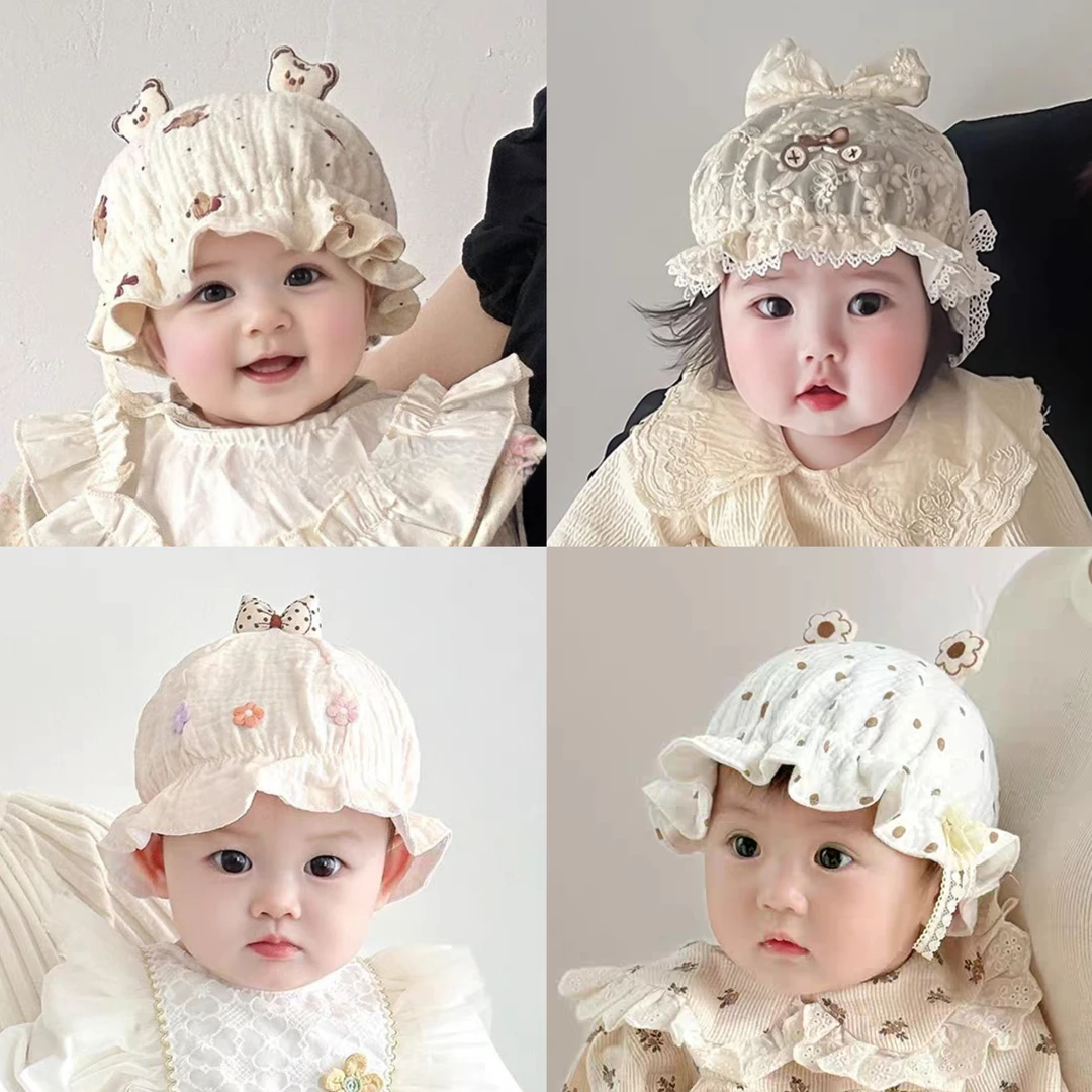 宝宝胎帽婴儿帽子春秋薄款公主渔夫盆帽婴幼儿外出新生初生儿春夏