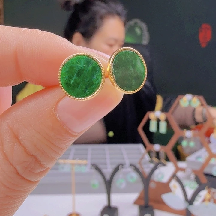 翡翠银S925镶嵌耳饰