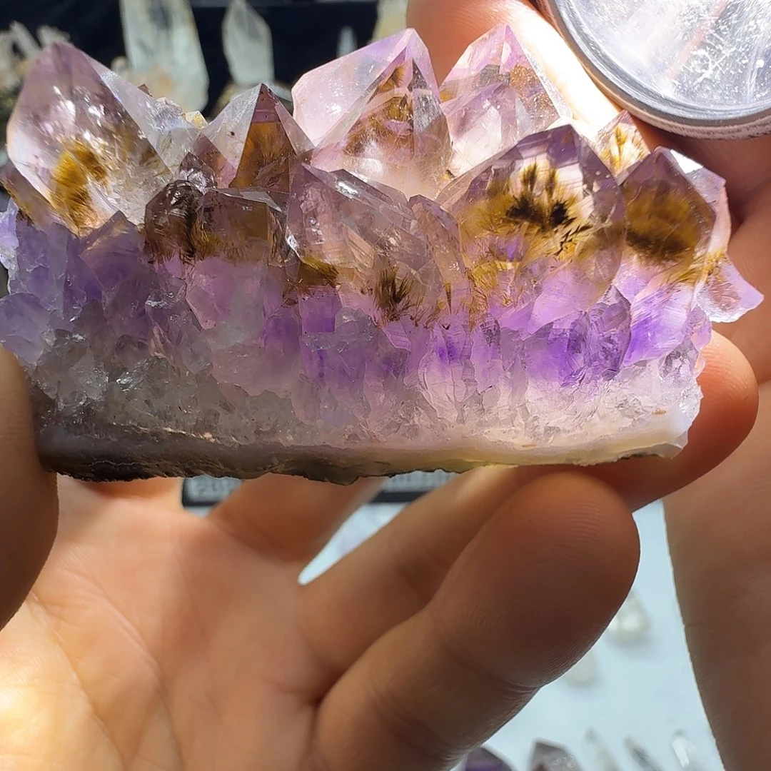 石材巴西紫钛晶摆件