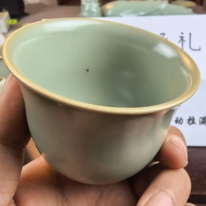 汝州原产地原矿仿古手工铃铛杯微微瑕内部有一个矿点