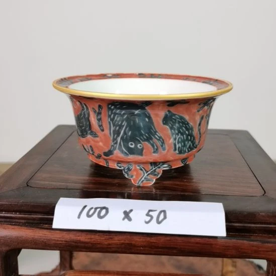 陶手工手绘大德堂釉盆