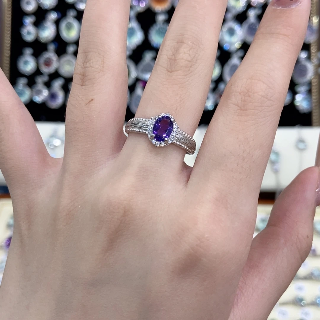 紫晶银S925镶嵌戒指