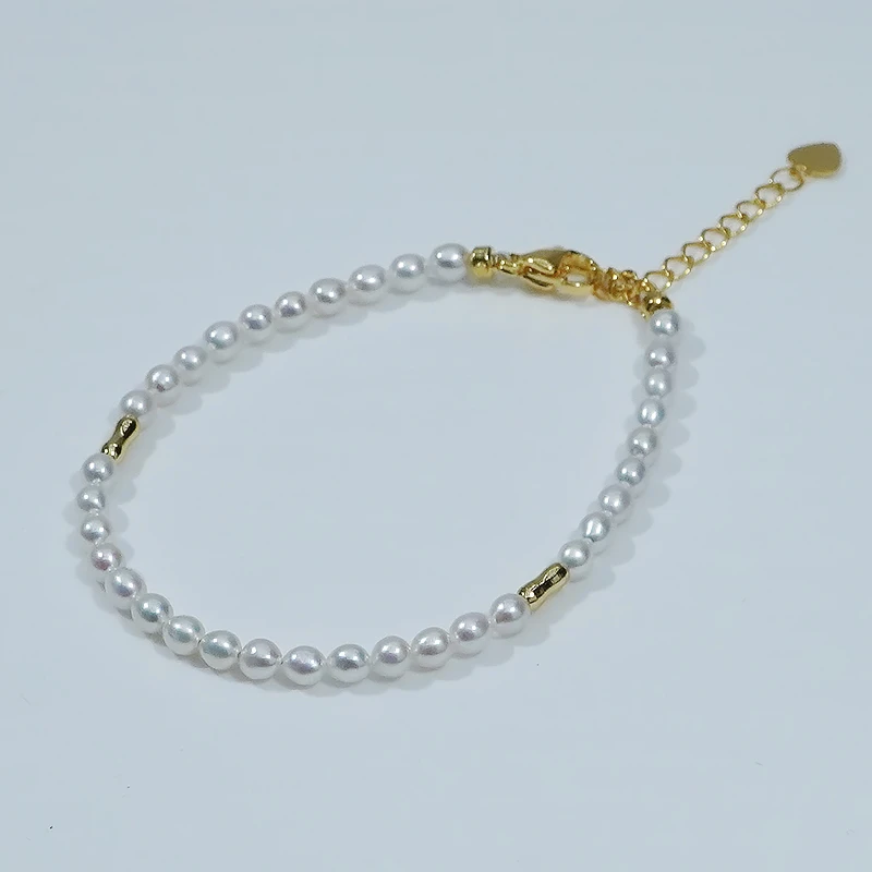 （"小蛮腰"手链)淡水珍珠米粒手链3-4mm冷白光（非基地发无证书）