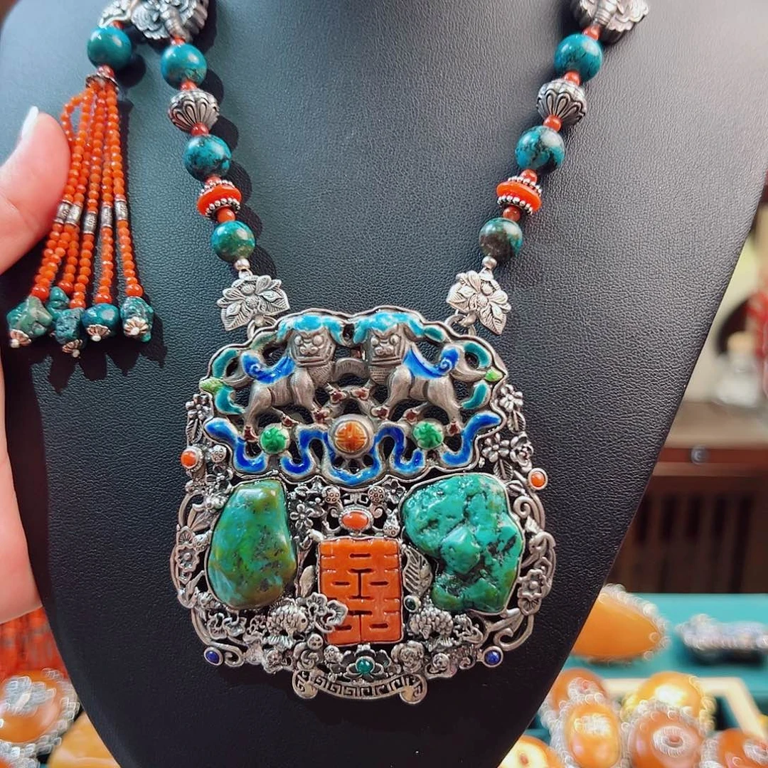 ****多925银珐琅锦象原创设计款项链