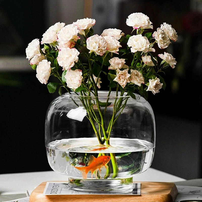 大肚透明玻璃花瓶水培植物生态鱼缸简约创意花器客厅插花摆件装饰