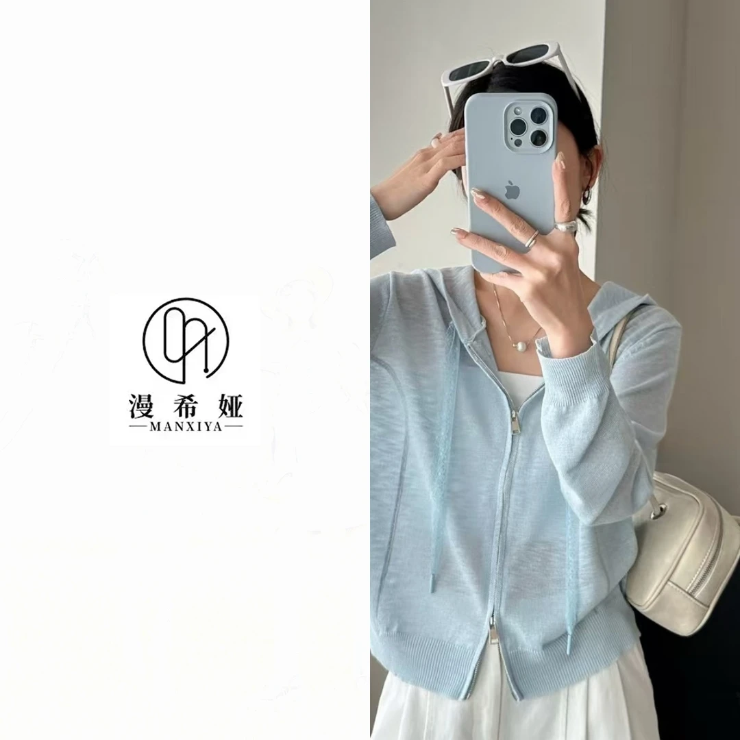 夏季高级新款连帽针织衫女舒适透气夏日旅游出街衣服ZX253118