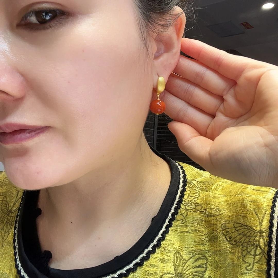 f***y南红玛瑙银S925镶嵌耳饰拍两单发一单