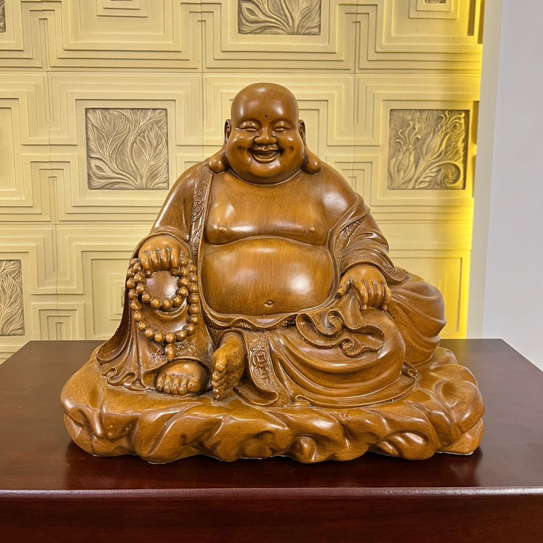 弥勒佛笑佛大肚佛象客厅酒柜办公室装饰礼品摆件（高：31cm宽：36cm）