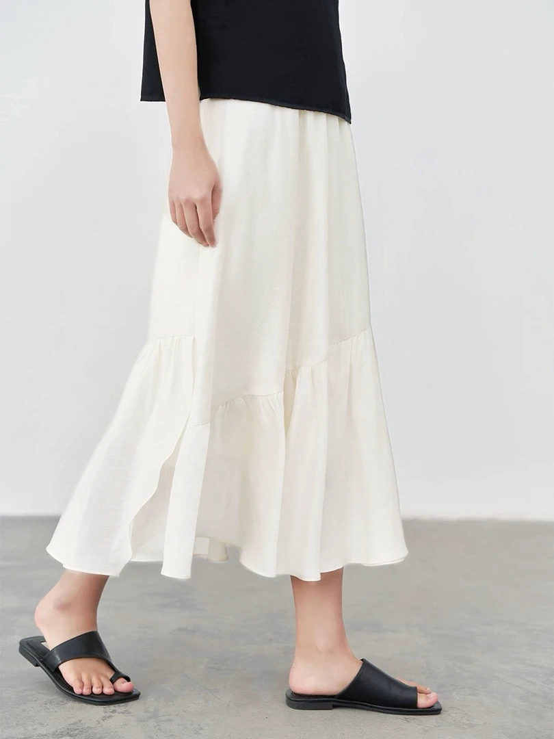 高级感珍珠鱼尾裙2024夏显瘦舒适气质百搭半身裙2576