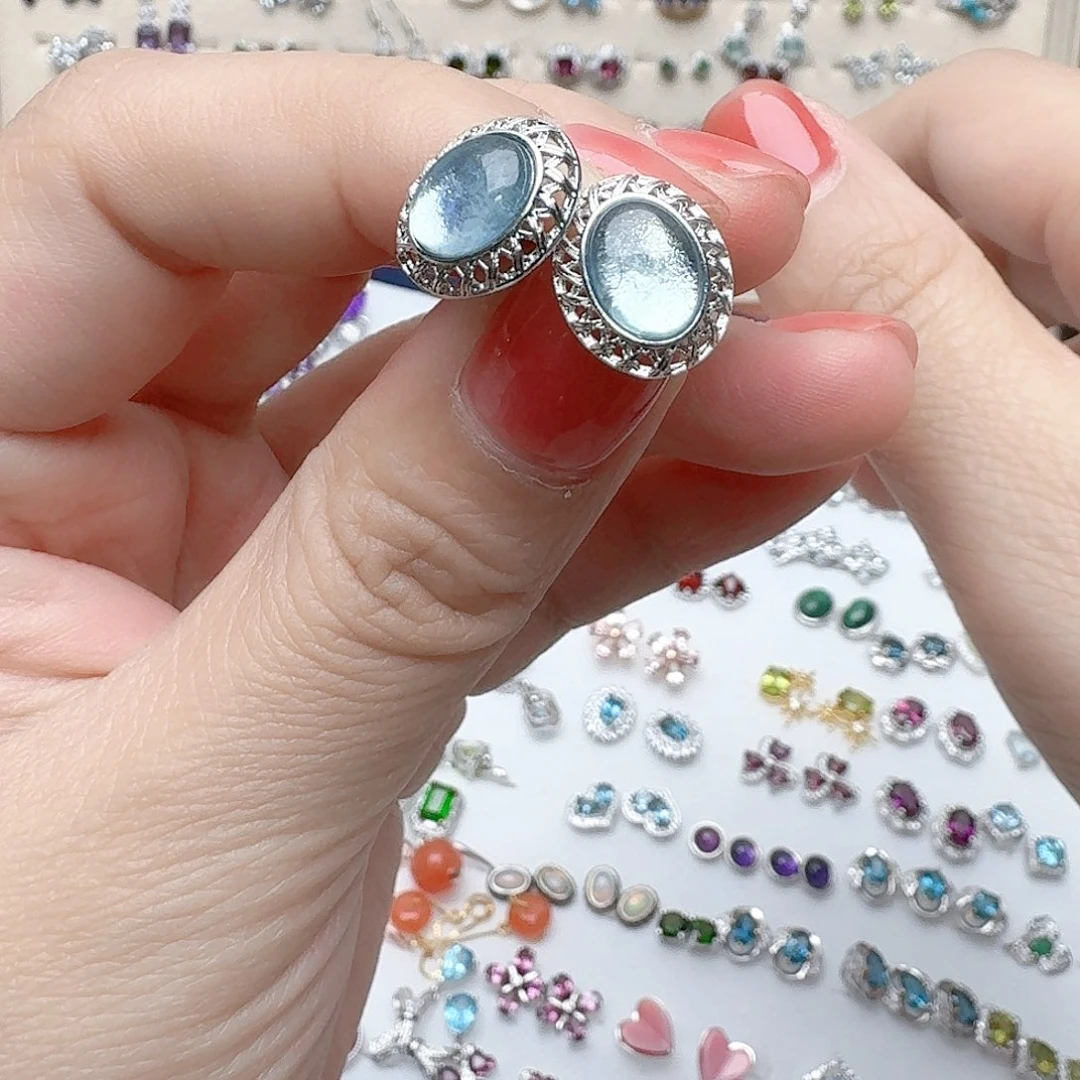 海蓝宝石耳坠未镶嵌