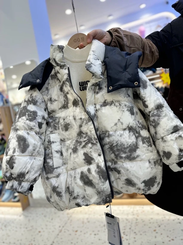 碎花冬装潮流迷彩长款韩版卡通动漫童装纯色扎染男