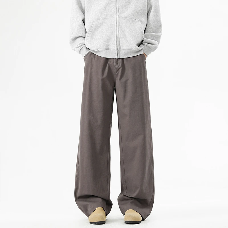 春季新款美式高街纯色工装休闲裤男生潮流宽松直筒百搭阔腿长裤子