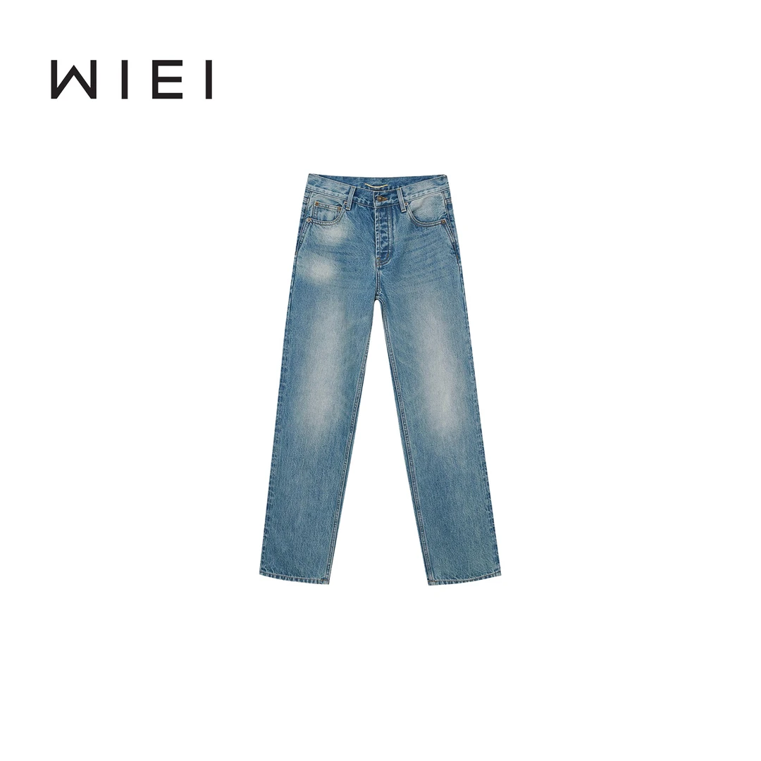 《WE ARE》细腿2.0*复古洗水 中蓝窄腿小直筒  显瘦 牛仔裤 5C0098